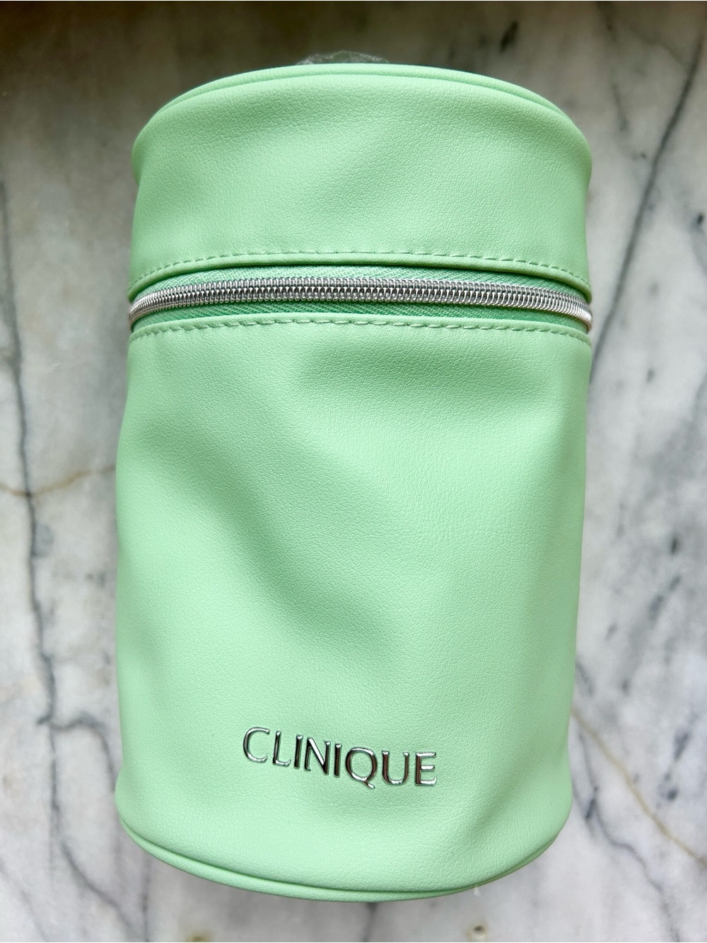 Clinique Pale Mint Green Round Cosmetic Case